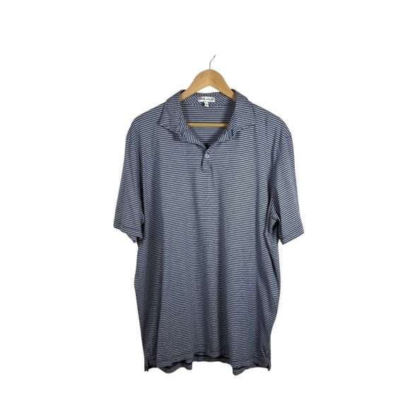 Peter Millar Men’s Striped Performance Polo in White/Navy Size XL - Picture 6 of 9